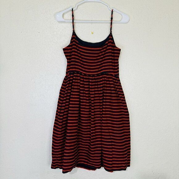 J. Crew Striped Derby Linen Blend‎ Fit and Flare Dress Black Red Womens Size 4 - Picture 11 of 11